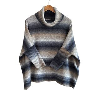 LOFT Oversized Ombré Turtleneck Sweater Gray and Blue Size M